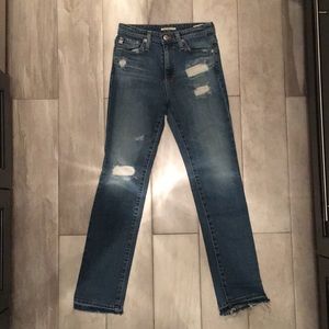 AG distressed high rise jeans